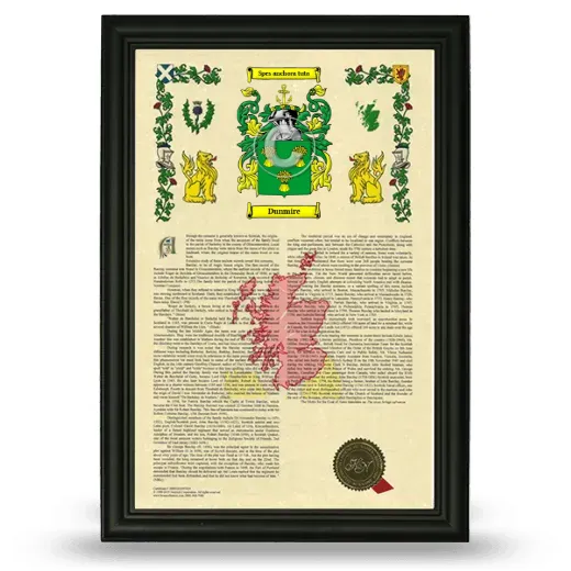 Dunmire Armorial History Framed - Black