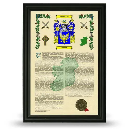 Dunne Armorial History Framed - Black