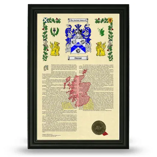 Durant Armorial History Framed - Black