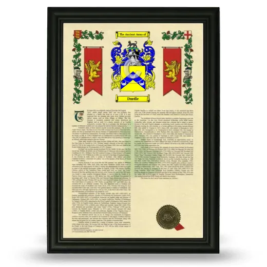 Durdle Armorial History Framed - Black