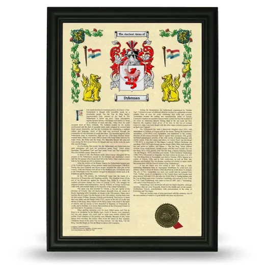 Dykeman Armorial History Framed - Black