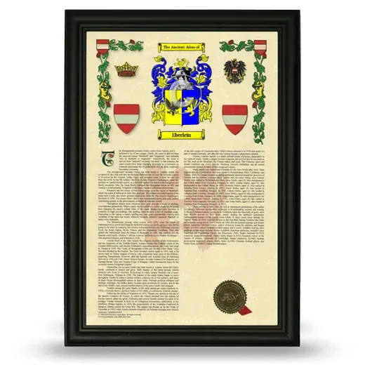 Eberlein Armorial History Framed - Black