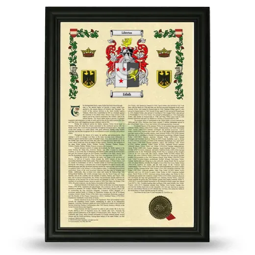 Edah Armorial History Framed - Black