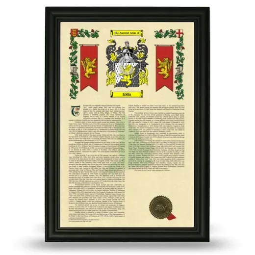 Eddis Armorial History Framed - Black