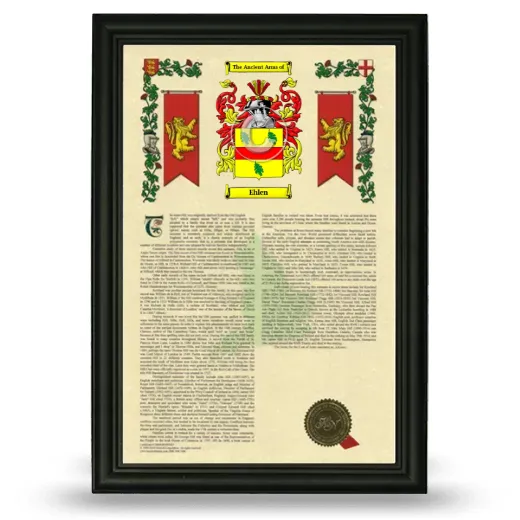 Ehlen Armorial History Framed - Black