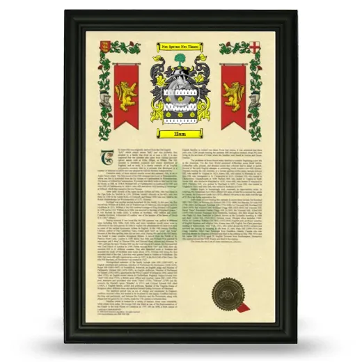 Elam Armorial History Framed - Black
