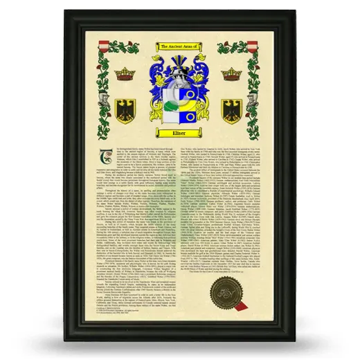 Eliser Armorial History Framed - Black
