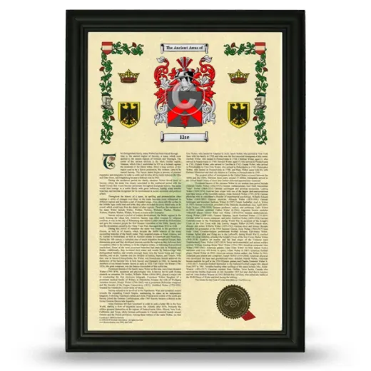 Else Armorial History Framed - Black