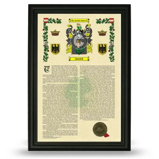Emerick Armorial History Framed - Black