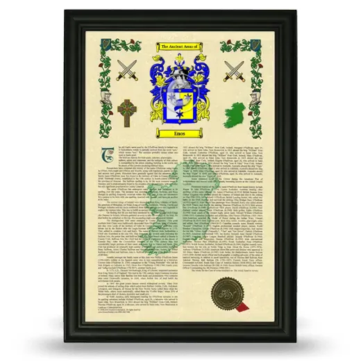 Enos Armorial History Framed - Black