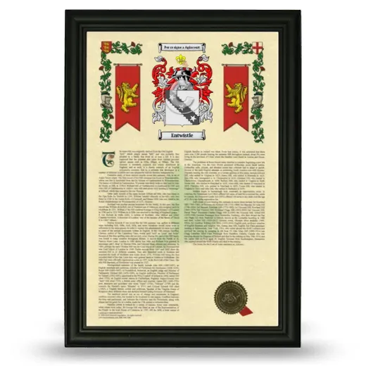 Entwistle Armorial History Framed - Black