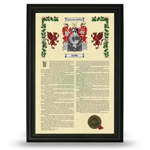 Enville Armorial History Framed - Black