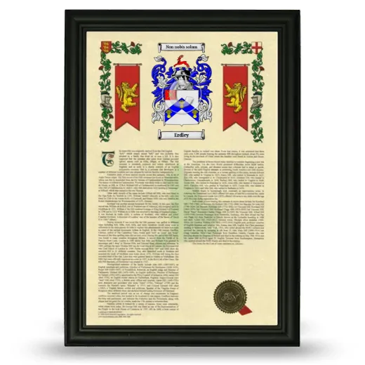 Erdley Armorial History Framed - Black