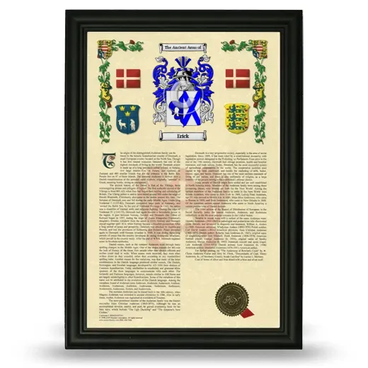 Erick Armorial History Framed - Black