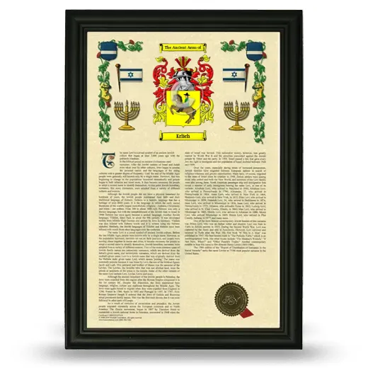 Erlich Armorial History Framed - Black