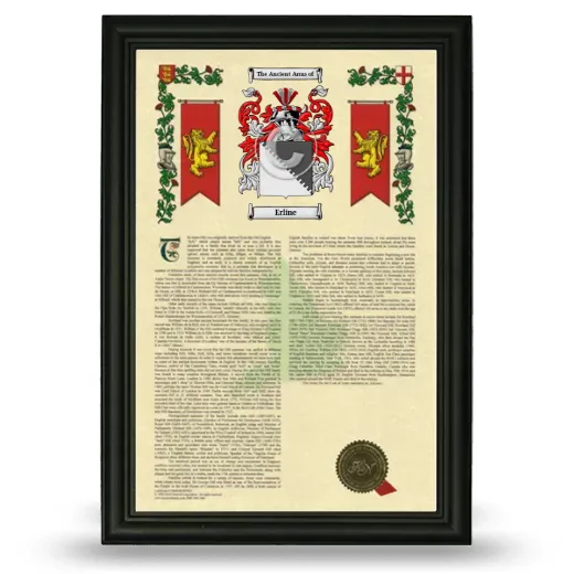 Erline Armorial History Framed - Black