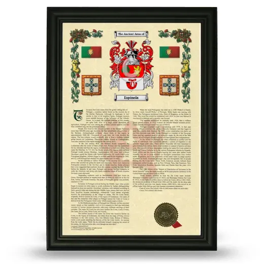 Espinola Armorial History Framed - Black