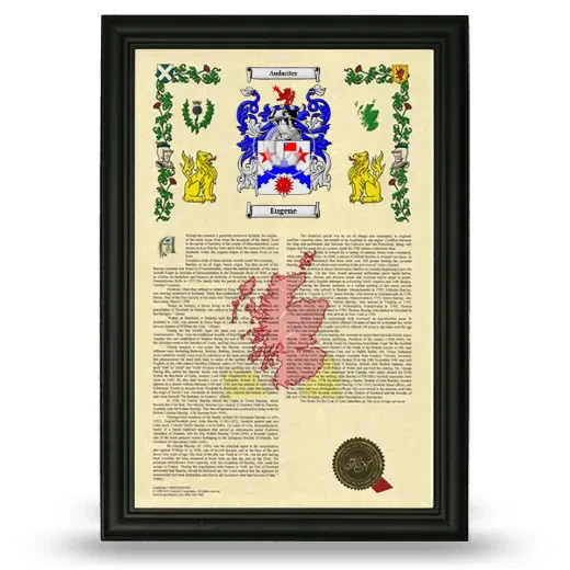 Eugene Armorial History Framed - Black