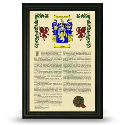 Evans Armorial History Framed - Black