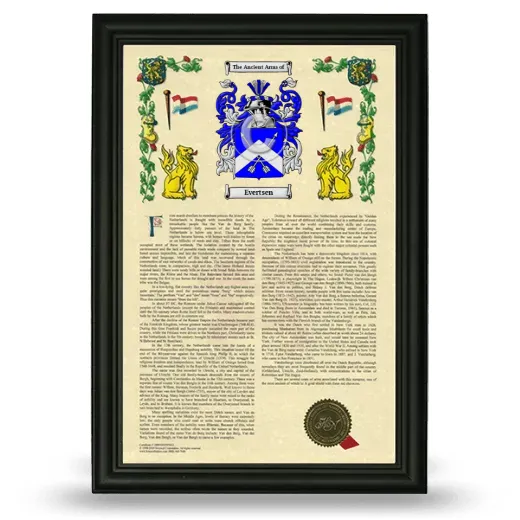 Evertsen Armorial History Framed - Black