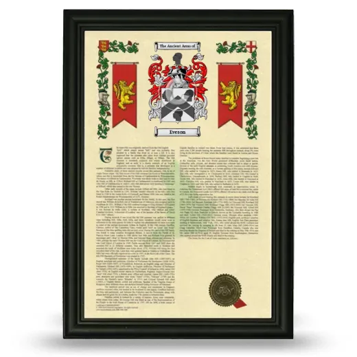 Eveson Armorial History Framed - Black