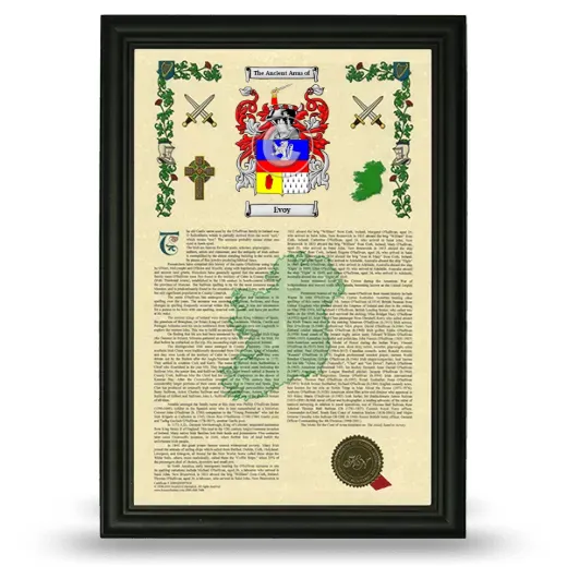 Evoy Armorial History Framed - Black