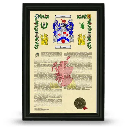 Ewings Armorial History Framed - Black