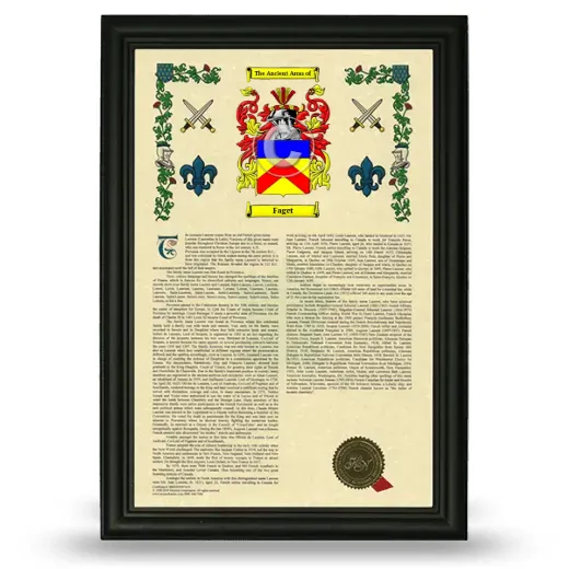 Faget Armorial History Framed - Black