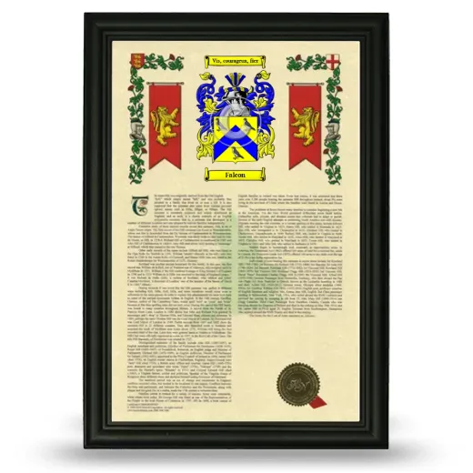 Falcon Armorial History Framed - Black