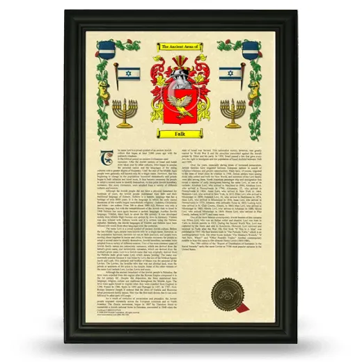 Falk Armorial History Framed - Black
