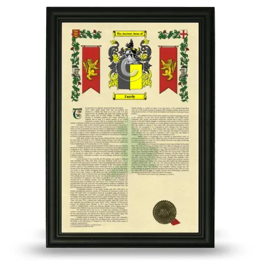 Farely Armorial History Framed - Black