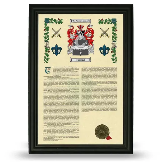 Farrand Armorial History Framed - Black