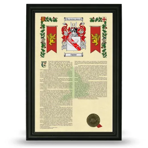 Farrer Armorial History Framed - Black