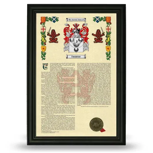 Faunesse Armorial History Framed - Black