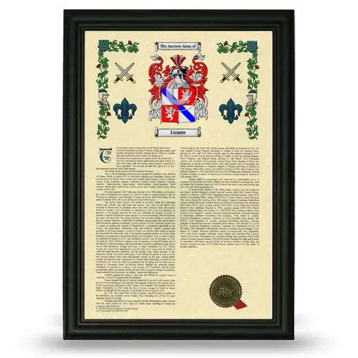 Faurre Armorial History Framed - Black