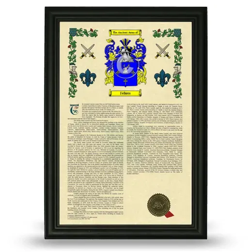 Febres Armorial History Framed - Black