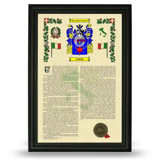 Fedrick Armorial History Framed - Black