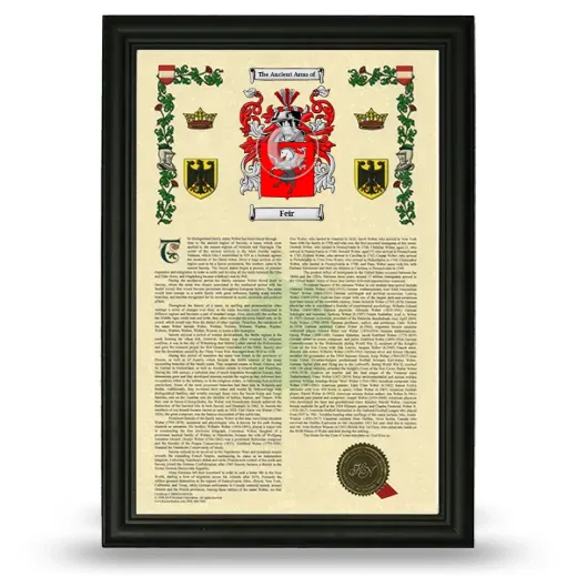 Feir Armorial History Framed - Black