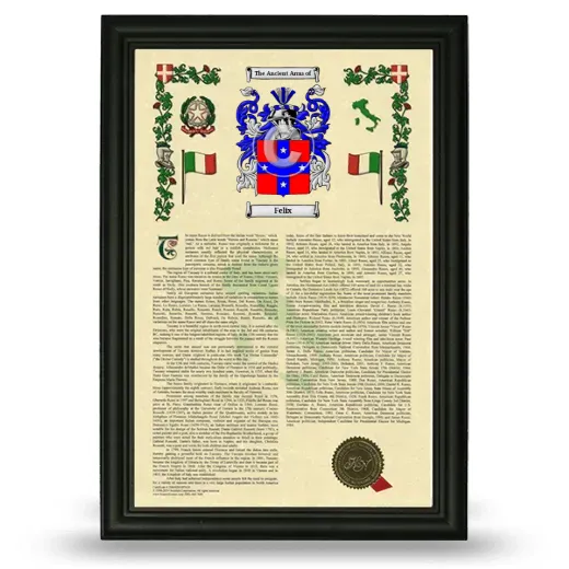 Felix Armorial History Framed - Black