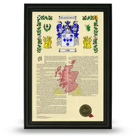 Fells Armorial History Framed - Black