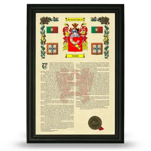 Ferreri Armorial History Framed - Black