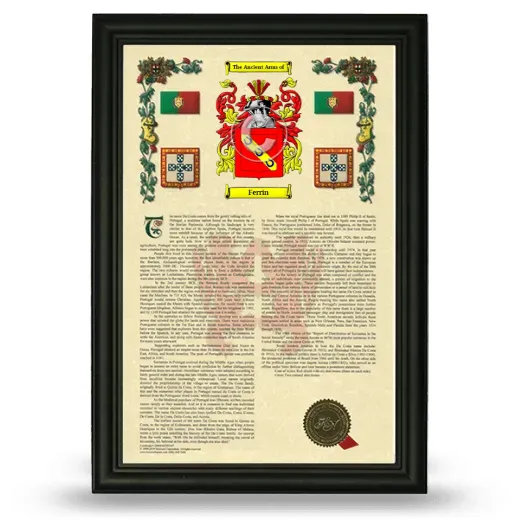 Ferrin Armorial History Framed - Black