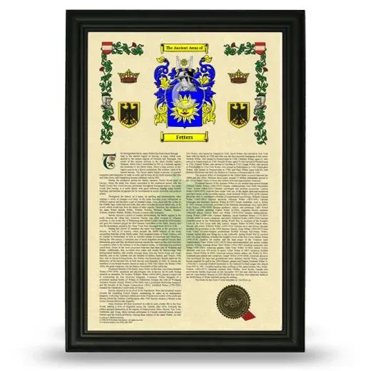 Fetters Armorial History Framed - Black