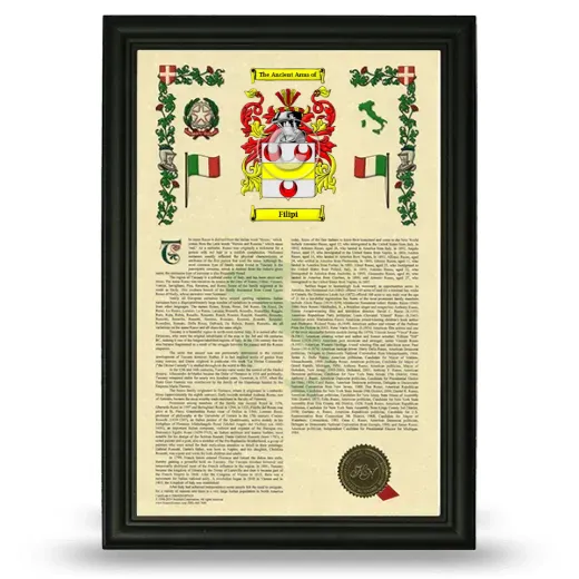 Filipi Armorial History Framed - Black