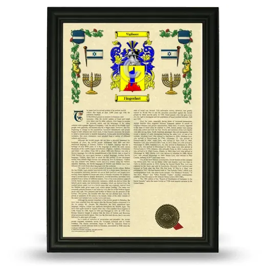 Fingerhut Armorial History Framed - Black