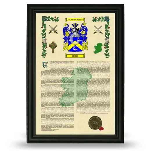 Finlan Armorial History Framed - Black