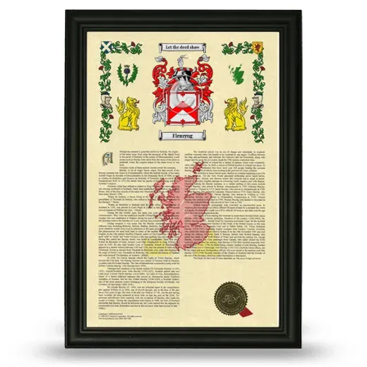 Flemyng Armorial History Framed - Black