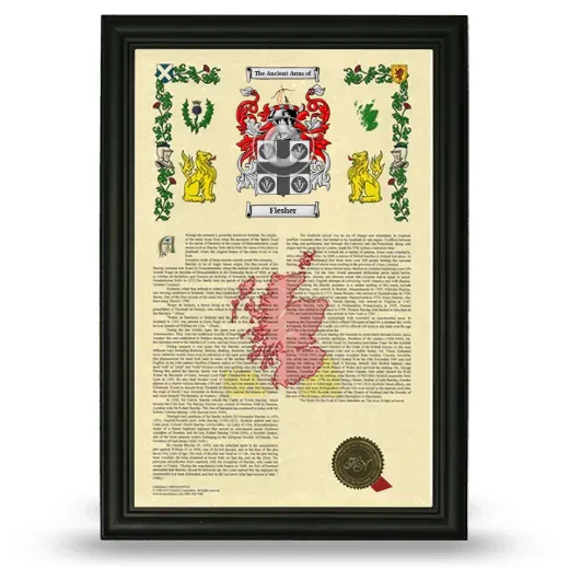 Flesher Armorial History Framed - Black