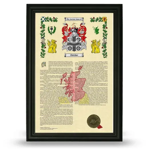 Fletcher Armorial History Framed - Black