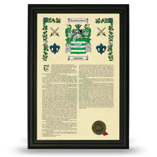 Fontenot Armorial History Framed - Black